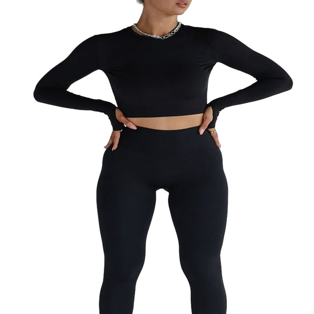 Ladies‘ Thumb Hole Long Sleeve Yoga Shirt with Cropped Design for Workouts