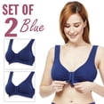 thumbnail image 2 of Carole Martin Full-Freedom Cotton Front Closure Comfort Bra - Wire Free - Stretch Cups - One Size Fits All B, C, and D Style 7276 Set of 2-Blue 38, 2 of 7