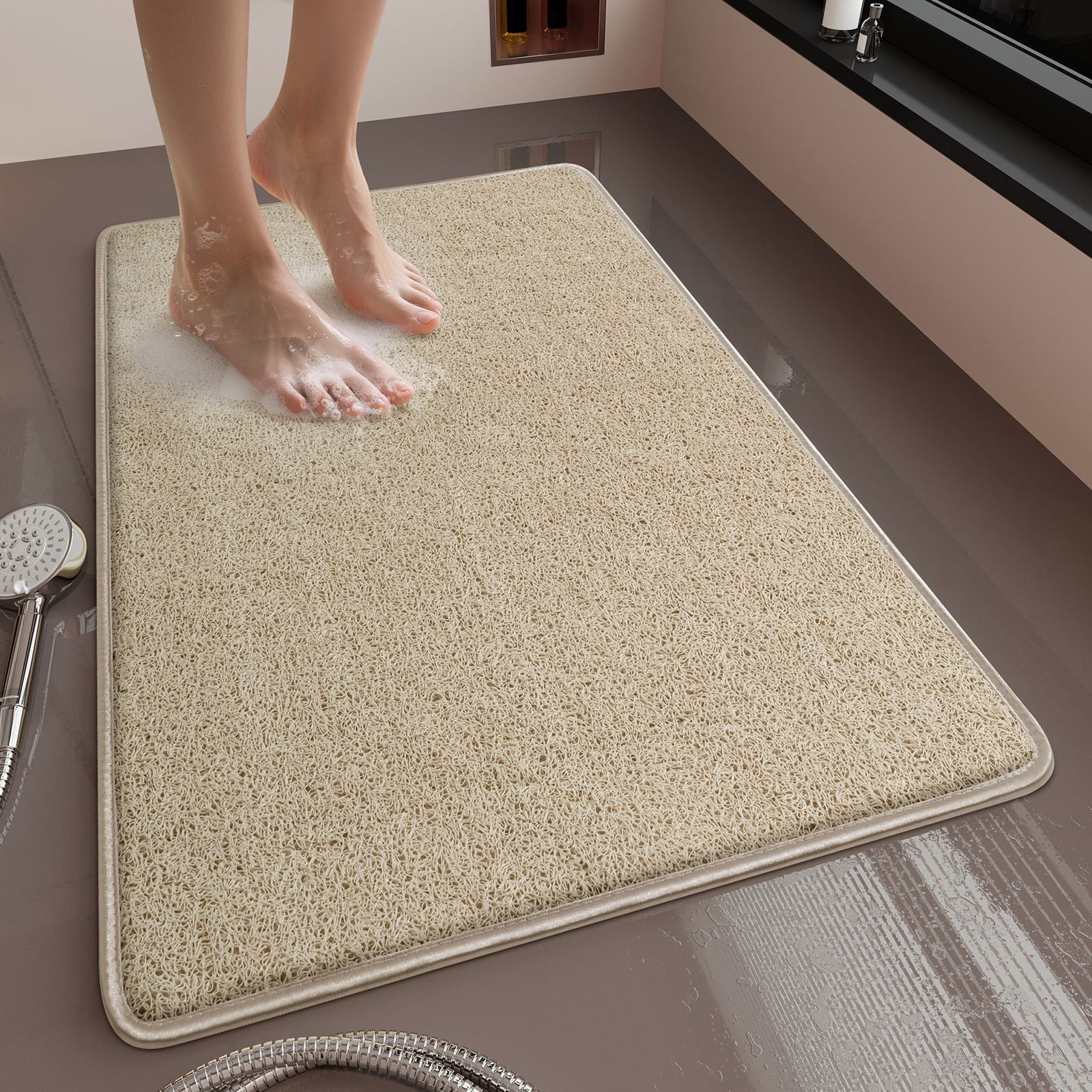 Bath Mat Decorative Bath Rug Non Slip, Washable Bathroom Rugs Non Slip, Nonslip Bath Mat Absorbent Shower Mat