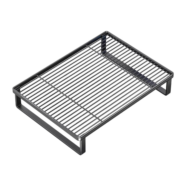 GROWTH TANK Cookware Holder Stand Countertop Microwave Stand for Cupboard Closet Kitchen in black. Made of sturdy iron material, this stand features a compact design measuring 40cm x 30cm x 7.5cm (15.75in x 11.81in x 2.95in). The smooth metal surface is easy to clean, and the solid color design complements various kitchen decors. Suitable for storing induction cookers, cookware, or other items in kitchens, bedrooms, or study rooms.