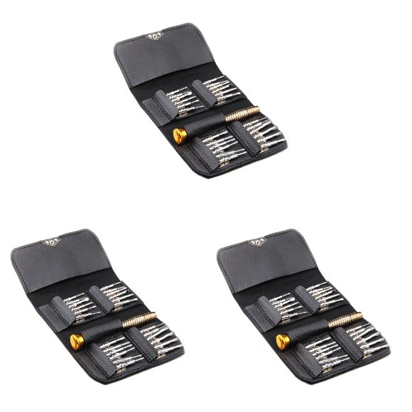 Precision Screwdriver Set Electronic Watch 25 Tool Kit PC Jewelry Small for Home Improvement, One Size, Black 3Packs