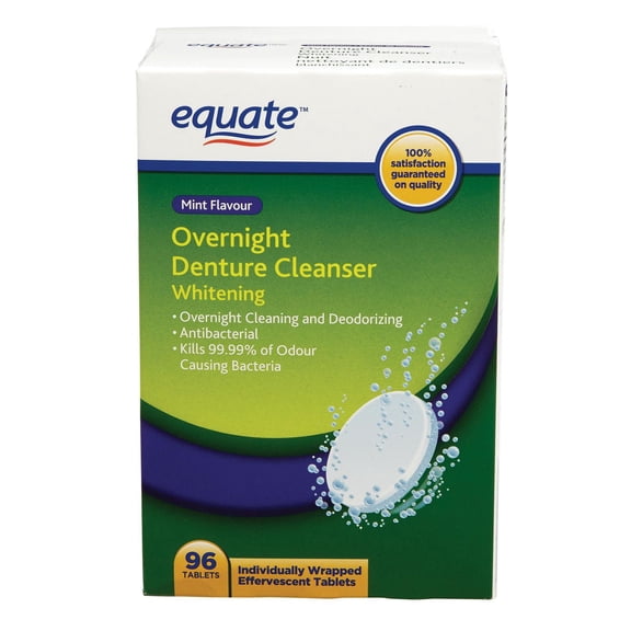 Equate Nuit nettoyant de dentiers blanchissant Saveur de menthe
