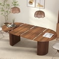 thumbnail image 1 of Weselon 78" Extendable Dining Table for 6-8, Modern Oval Kitchen Table with Roman Column Table Leg, Large Oval Solid Wood Table, Dining Room Table, Walnut, 1 of 9