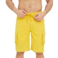 thumbnail image 2 of BADHUB Shorts Cargo à Cordon pour Hommes Taille Élastique Extensible Shorts de Travail Décontractés Ripstop Couleur Unie Shorts de Randonnée Jaune 30, 2 of 7