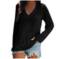 thumbnail image 1 of KIHOUT Hauts pour Femmes Printemps Hiver Mode Décontractée Manches Longues Col en V Couleur Unie Hauts Blouse pour Dames, 1 of 4