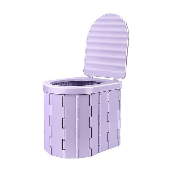 weibbin Portable Toilet for Adults, Soft Leather Folding Camping Toilet with Lid and Mesh Side Pocket, Travel Portable Potty for Car, Hiking, Beach, Roadtrip, Tent, Indoor and Outdoor Use