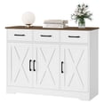 thumbnail image 1 of Homfa Buffet Bahut de Cuisine 42,5 Pieds', Armoire de Rangement Style Ferme à 3 Tiroirs pour Café avec Tablette Ajustable, Blanc, 1 of 10