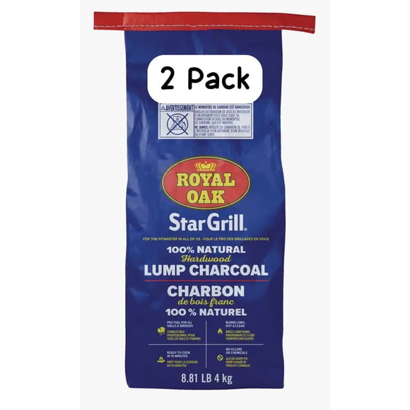 Royal Oak Star Grill 100% Natural Hardwood Lump Charcoal For BBQ Grilling and BBQ Charcoal 4-Kg, 2 Pack