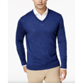 thumbnail image 1 of Club Room Men’s Solid V-Neck Merino Wool Blend Sweater (Navy, S), 1 of 3