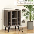 thumbnail image 3 of Gymax Support pour Tourne-Disque avec 4 Compartiments de Rangement, Pieds de Soutien, Station de Recharge, Chêne Gris, 3 of 10