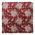 thumbnail image 4 of Bimba Foulard en Pure Soie Imprimé Floral Feuilles Rouges, Rose et Anémone Narcisse pour Cheveux Cou Tête Bandanas pour Femmes 40 x 80 Pouces, 4 of 6