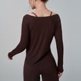 thumbnail image 4 of Timegard Workout Tops for Women Scoop Neck Long Sleeve Crop Tops Irregularly Athletic Running Tee Shirts, 4 of 5