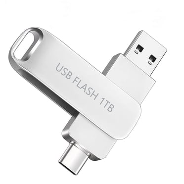 Clé USB 1 To - Clé USB 2 en 1 avec Port USB et Type-C - Compatible avec Ordinateurs Portables PC Transfert de Données