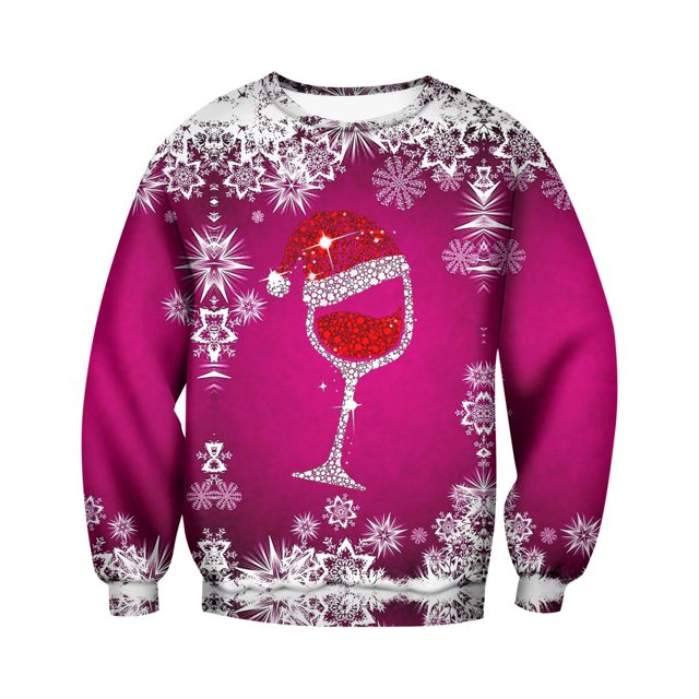 Ediodpoh T-Shirt de Sport à Col Rond de Noël pour Homme à Manches Courtes d'Hiver T-Shirt de Sport à Col Rond Chandail à Col Rond pour Homme Violet_003 TG