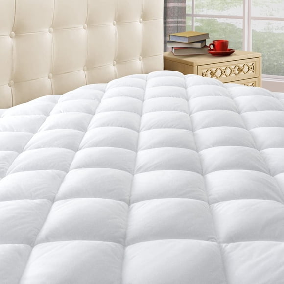 Taupiri Queen Quilted Mattress Pad Cover with Deep Pocket (8""-21"") Cooling Soft Pillowtop Bed Mattress Cover White