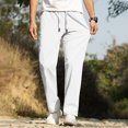 thumbnail image 2 of Pisexur Sweatpants for Men High-end Fabric Work Pants for Men Solid Color Drawstring Elastic Waistband Straight Leg Pants White,M, 2 of 8