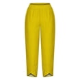 thumbnail image 4 of RXIRUCGD Capris d'Été pour Femmes, Confortables, Amples, à Jambes Larges, Mode, Couleur Unie, Jaune, Taille : 3TG, 4 of 5