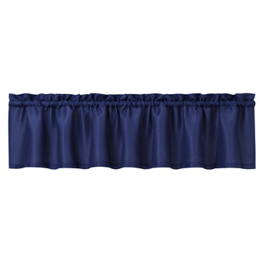 Waffle Weave Waterproof Window Valance – Navy Blue, Textured, Washable Short Curtain for Kitchen, Bathroom, Living Room – Modern Café Style – Size 60"x15", USA Specification