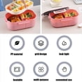 thumbnail image 4 of Boîte à Lunch Compartimentée à Double Couche - Boîte Bento Compatible Micro-Ondes, Récipient Repas Étanche, Plastique et Silicone, Pour, Rose, JKODE, 4 of 9