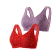 thumbnail image 1 of AherBiu 2pc Plus Size Bras for Women High Support Wireless Floral Bralettes Lift up Front Closure Button Everyday Bra, 1 of 5