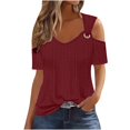 thumbnail image 2 of QIPOPIQ Women's Cold Shoulder Tops Short Sleeve V Neck T Shirts Basic Summer Tees Clearance, 2 of 7