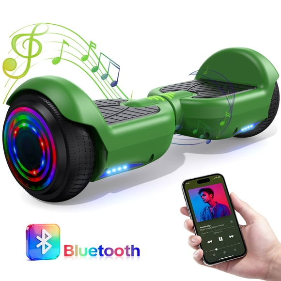 HOVERSTAR 6"Off-Road Hoverboard for Kids & Adults,Two-Wheel Self Balancing Flashing LED Wheels Electric Scooter,15km/h Max Speed,LED Light,UL 2272 Certified (Green)