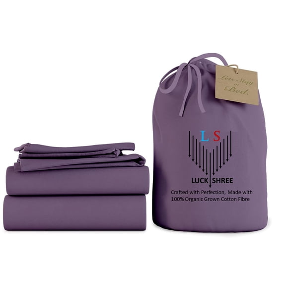 21-INCH EXTRA DEEP POCKETS - 100% Organic 800-Thread-Count - California King Size Organic Cotton Sheet Set- Plum