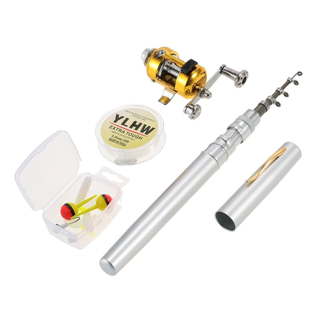 Pole,Combo Set Portable Rod Pole Reel Portable Pocket Pen Rod Reel Set Portable Pocket Alloy Line Soft Reel Combo Set Pocket Pen Rod Line Soft Lures Silver Siuke Rod Rod Zdhf Xinzy
