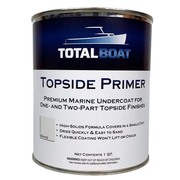 TotalBoat Marine Topside Boat Paint Primer for Fiberglass and Wood White 1 Quarts (Pack of 1)