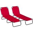 thumbnail image 1 of Outsunny Ensemble de 2 Chaises Longues d'Extérieur Pliantes, Dossier Réglable, Rouge, 1 of 10