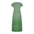 thumbnail image 5 of Meichang Robe d'Été en Coton et Lin à Manches Courtes pour Femme, Col Rond, Coupe Ample, Dégradé, Robe Midi Bohème Décontractée à Imprimé, Robe de Travail Rétro Légère Évasée, Vert, TG, 5 of 5