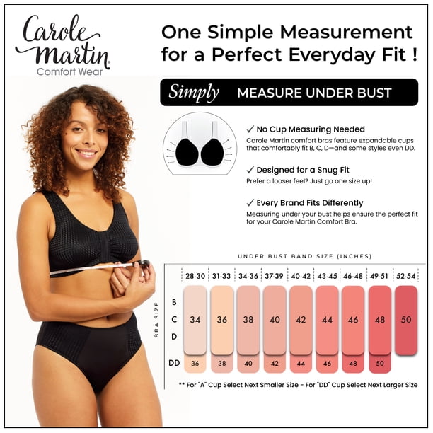 Carole Martin Full-Freedom Cotton Front Closure Comfort Bra - Wire