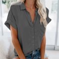 thumbnail image 2 of Birdeem Fashion Woman Causal Button Solid Blouse Short Sleeve T-Shirt Summer Tops, 2 of 6
