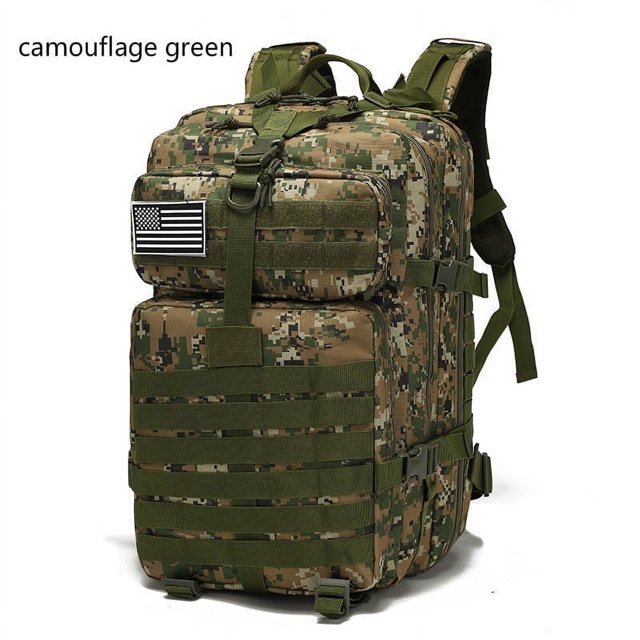 Sac à Dos Imperméable en Nylon 30 L/50 L, Sac Militaire d'Extérieur pour Randonnée, Pêche, Chasse, Camping et Randonnée, Noir (50 L)