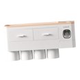 thumbnail image 3 of GUOOL Multifunctional Wall-Mounted Toothbrush Holder, Automatic Toothpaste Dispenser 4 cup pink, 3 of 9