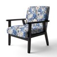 thumbnail image 3 of Designart "Neo-Victorian Elegance: Blue Roses Pattern II" Blue Rose Pattern Upholstered Accent Chair - Cottage Arm Chair For Living Room, 3 of 7