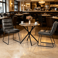 thumbnail image 1 of Homy Casa 2-Piece Dining Chairs, Grey Faux Leather Padded Side Chairs with Metal Sled Legs for Kitchen Dining Room, 1 of 13