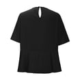 thumbnail image 4 of Timegard Hauts pour Femmes Plissés Col Rond Bouton Arrière Manches Courtes Blouse Décontractée Ample Couleur Unie Été, 4 of 6