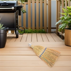 WRISTBIQUE Outdoor Wisk Broom Straw Handheld Broom pour Patio Garage Yard Balayage avec poignée ergonomique jaune clair