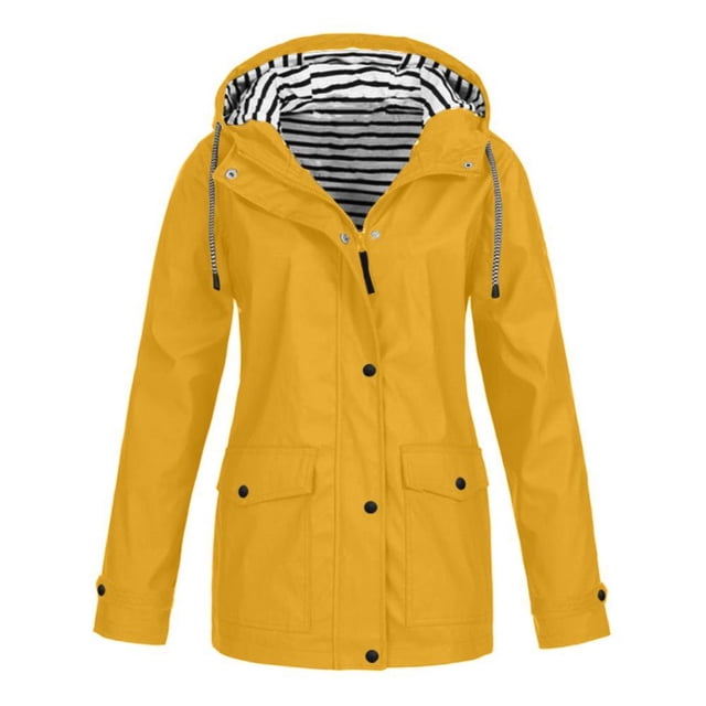 Veste à Doublure Rayée pour Femmes, Extérieur, Cordon de Serrage, Randonnée, Imperméable, Manteau d'Hiver Chaud à Capuche, Manteau de Sport