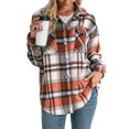 thumbnail image 1 of Women's Oversized Plaid Button Down Shirt Shacket Jacket Long Sleeve Casual Fall Outwear with Pockets, 1 of 6