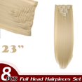 thumbnail image 2 of Rallonges de Cheveux Droites à Tête Complète à Clip, Synthétiques, 8 Pcs, 18 Clips, Postiche pour Femmes, 2 of 5