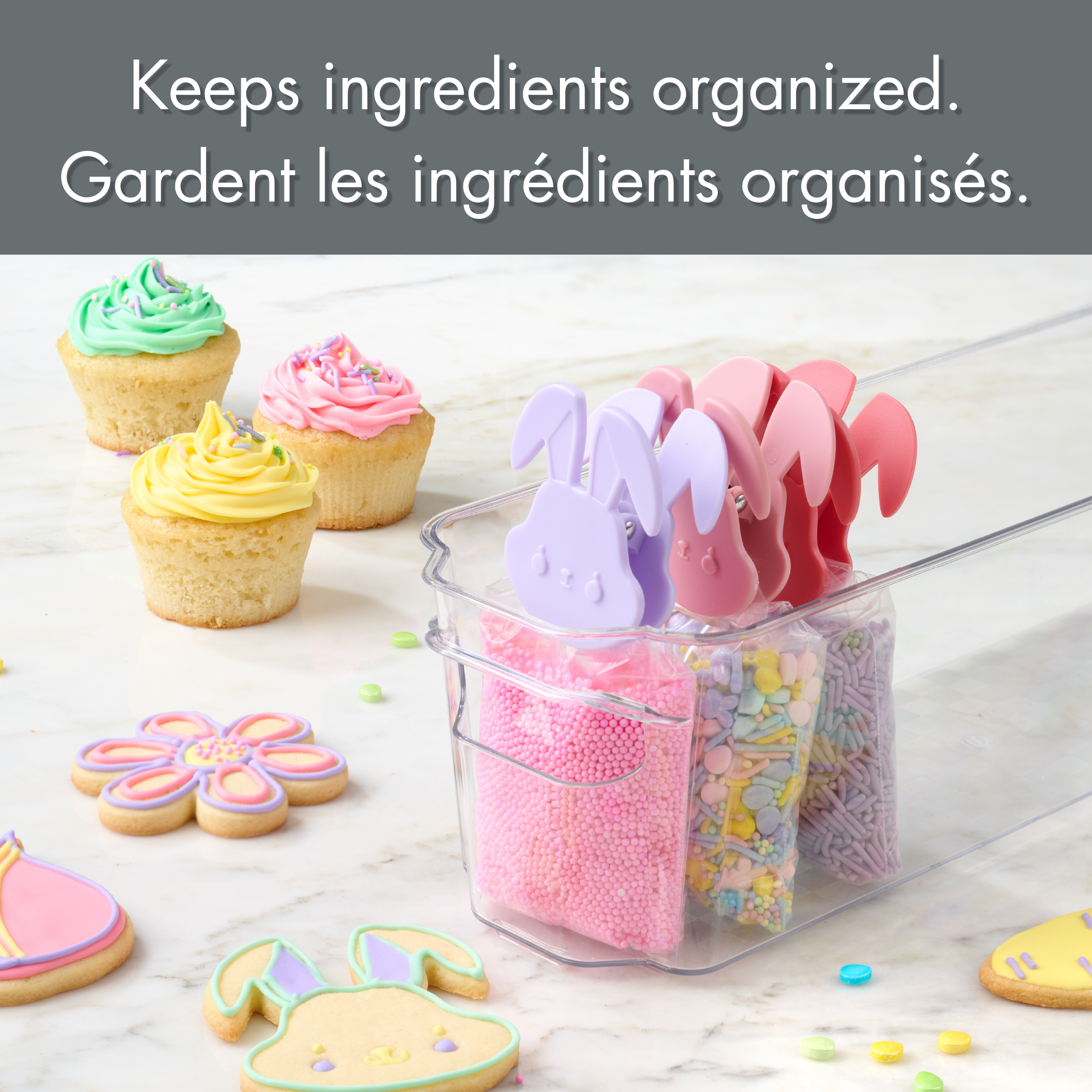 Tout pour célébrer – Lot de 3 pinces à sacs de cuisine en forme de lapin, en rose foncé, rose pâle et violet doux