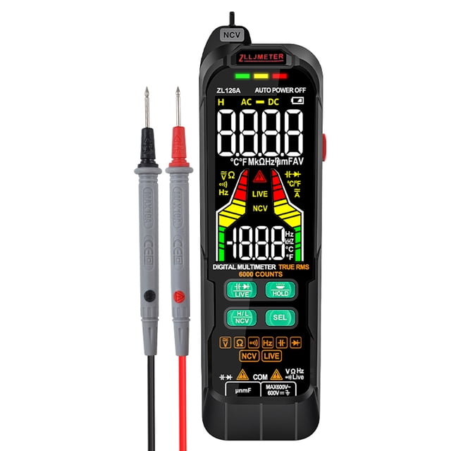 Testeur Professionnel de Multimètre Numérique Mètre Courant Alternatif Courant Continu Tension Multimètre Vrai RMS Capacité Détecteur de Température Multimètre