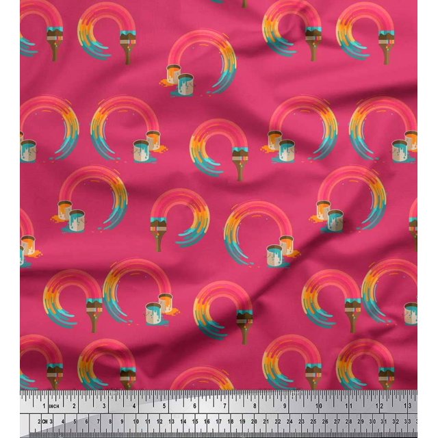 Soimoi Poly Georgette Fabric Swirls & Floral Artistic Decor Fabric Printed Yard 42 Inch Wide