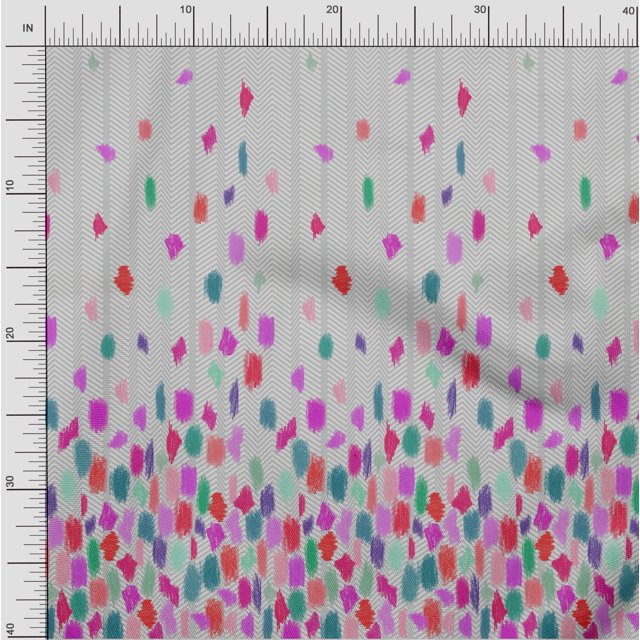 oneOone Cotton Cambric Fabric Chevron & Brush Stroke Panel Printed Craft Fabric BTY 56 Inch Wide