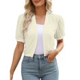 thumbnail image 1 of Kcodviy Women Puff Sleeve Bolero Light Weight Cardigan Sweaters for Women Open Front Summer Open Front Summer Cropped Sleeveless Cardigans for Women Sheer Jackets Cardigan, 1 of 5