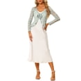 thumbnail image 2 of INSPIRE CHIC Women's Floral Lace Cardigans Tie Front Ruffled Hem Sheer Crop Bolero Shrug S Grey, 2 of 6