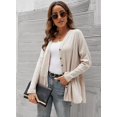 thumbnail image 3 of U.Vomade Women's Long Sleeved Buttoned Classic Hem Pleated Slit Cardigan, 3 of 8