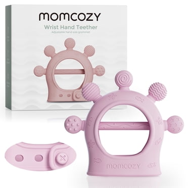 Momcozy Silicone Baby Teether Diver Pink, Baby Infant Teething Toys 1 Count